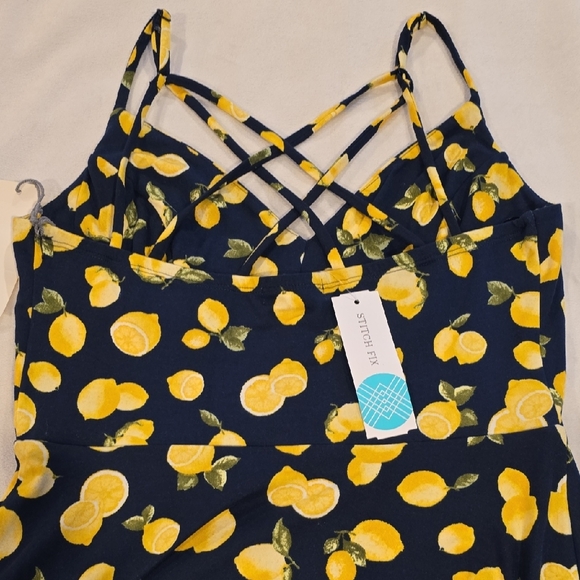 Nine Britton Navy Dress with Yellow Lemon Print - Picture 8 of 10